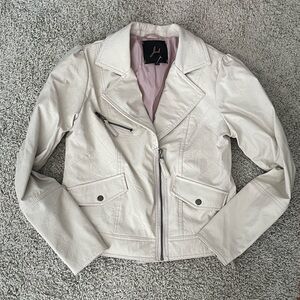 Cream pleather biker jacket